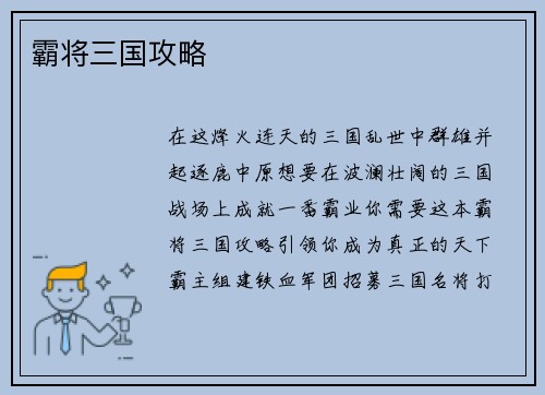 霸将三国攻略